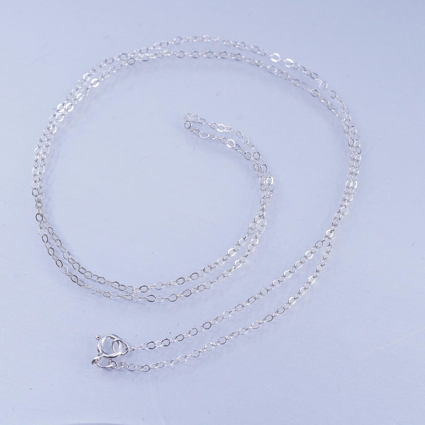 20” 1mm, vintage Italian Sterling 925 silver circle chain necklace