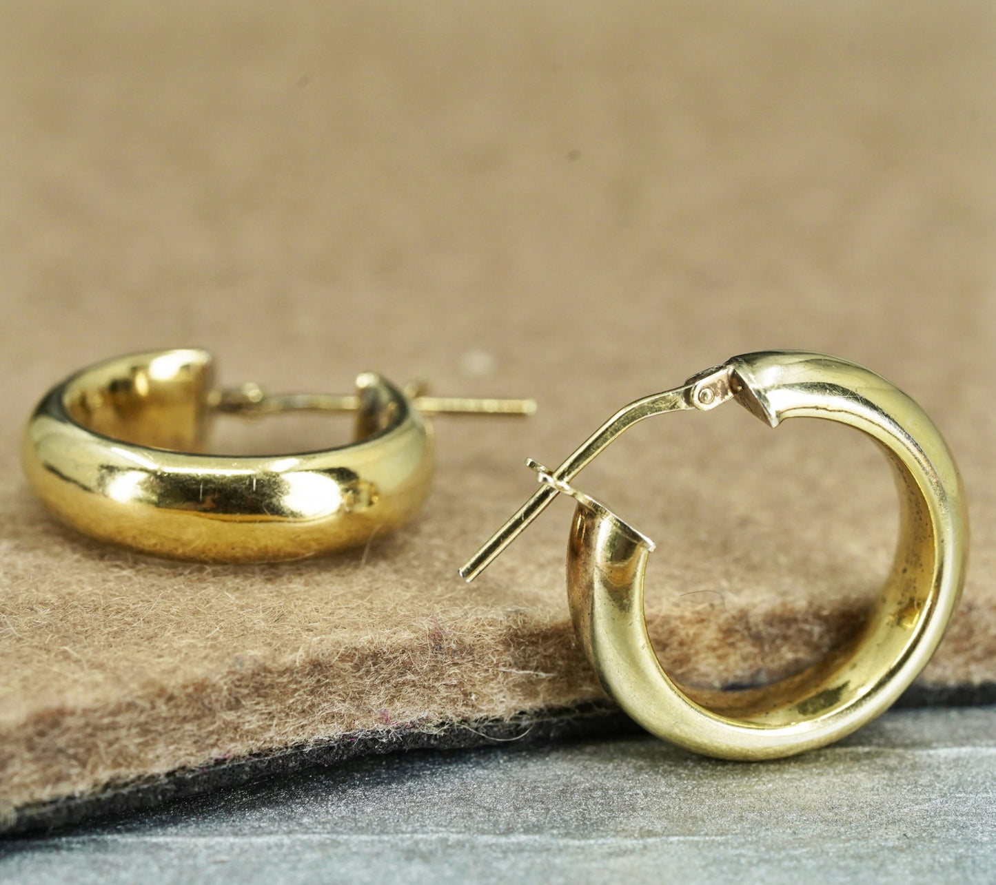 0.75”, Dyadema vermeil gold over Sterling silver earrings, 925 huggie hoops