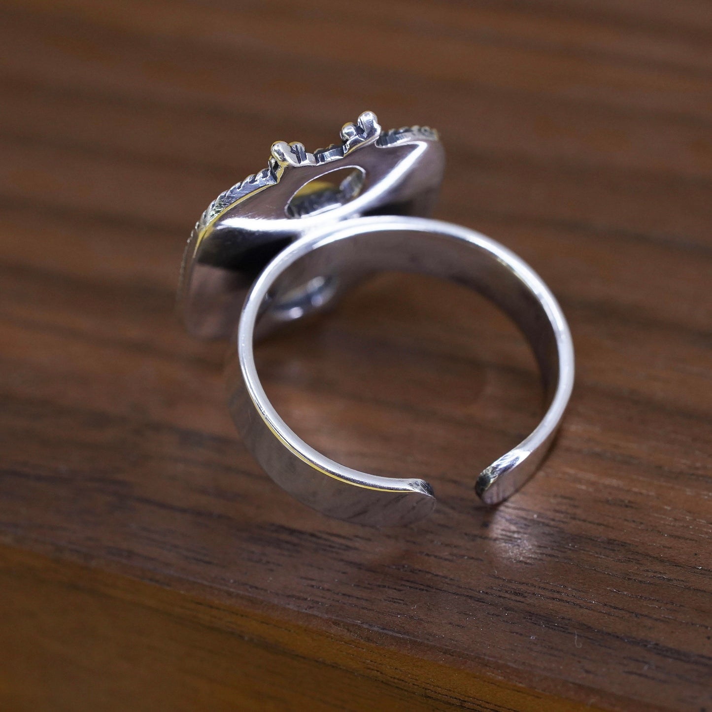 Size adjustable, Vintage Sterling silver handmade ring, 925 band with beads