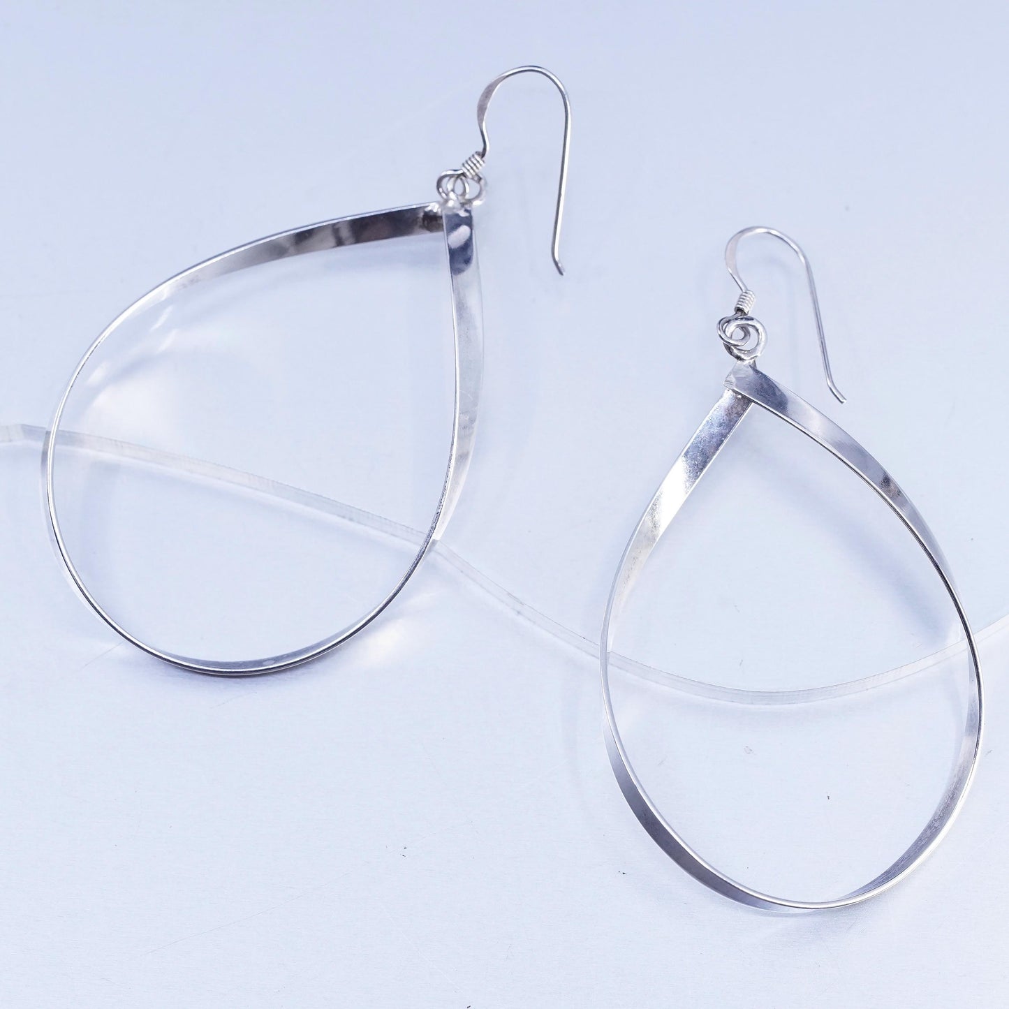 Vintage Sterling 925 silver handmade huge teardrop earrings