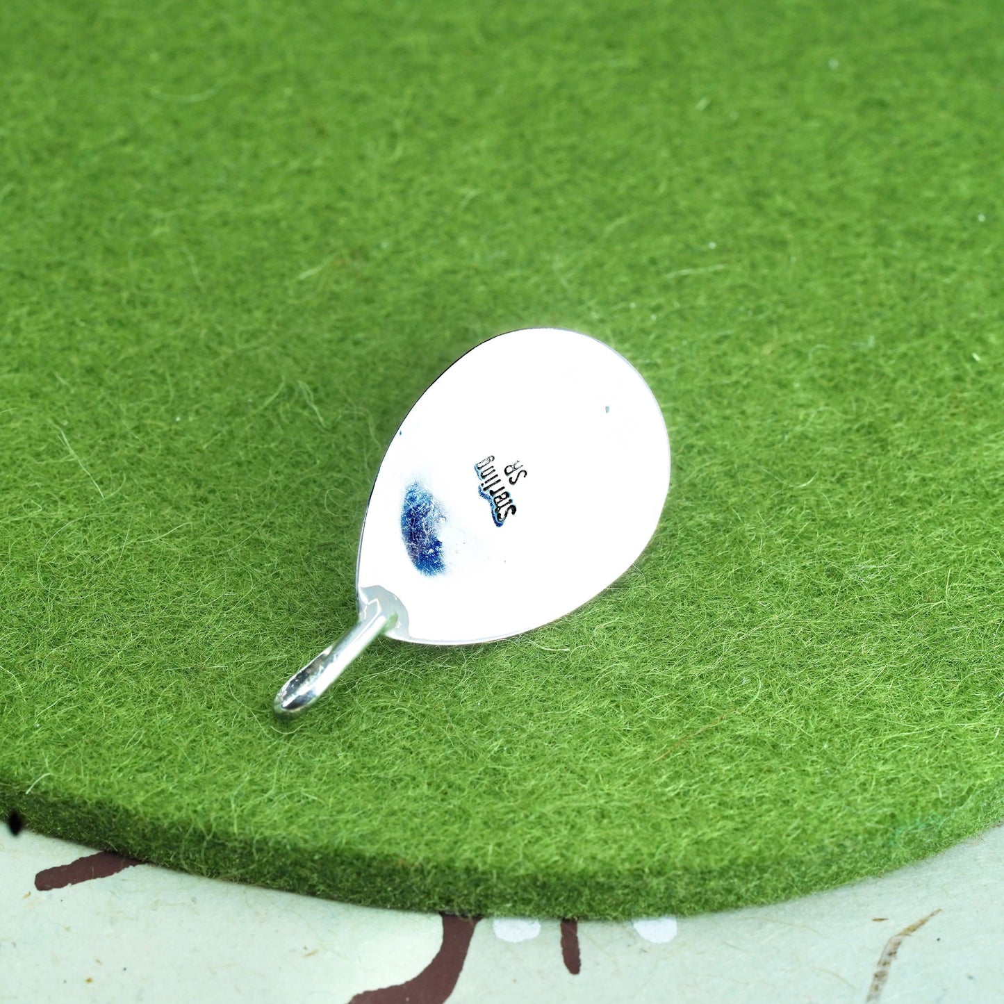 Vintage Sterling silver handmade pendant, Mexican 925 teardrop with turquoise
