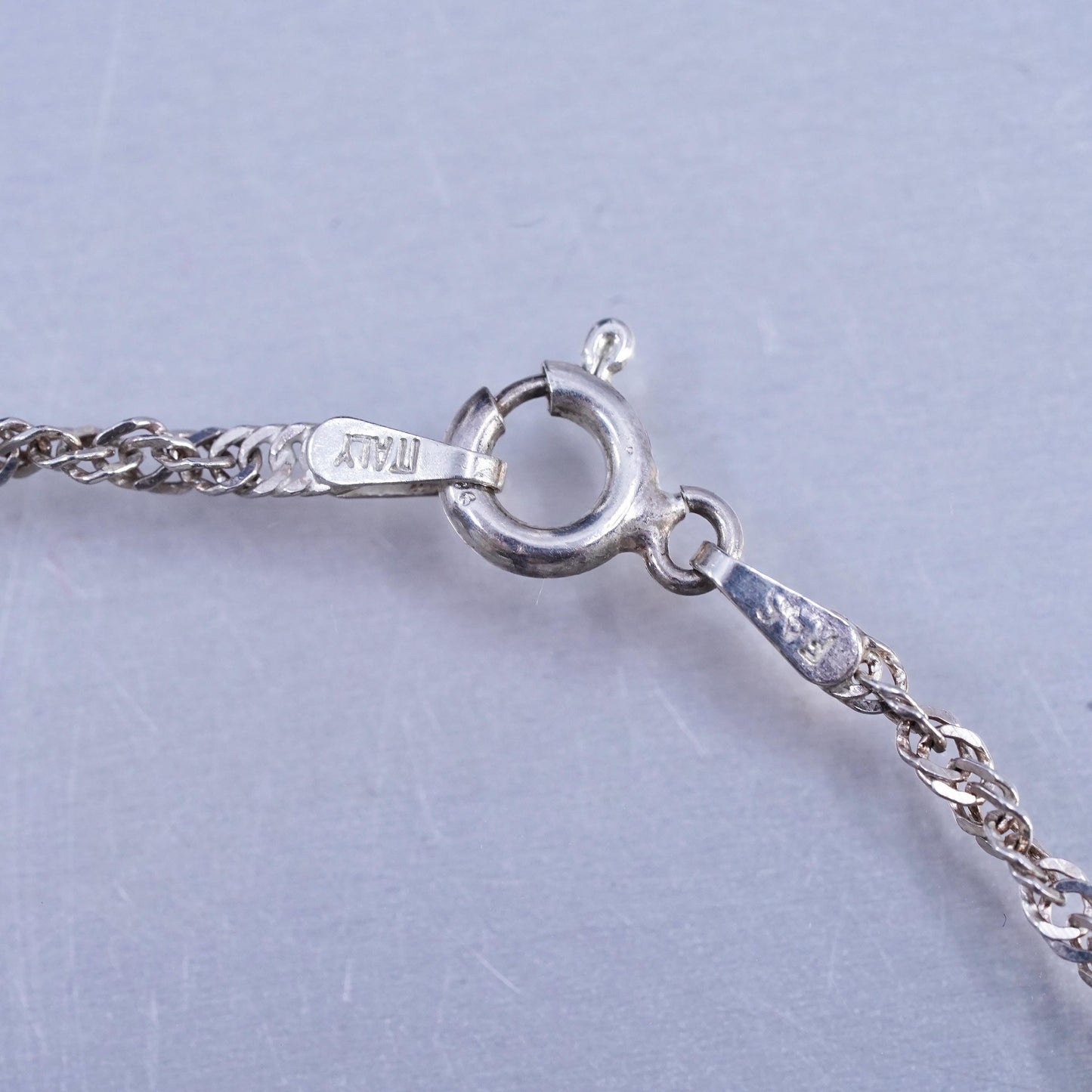 24", Italian Sterling 925 silver handmade twisted curb chain necklace 4mm beads