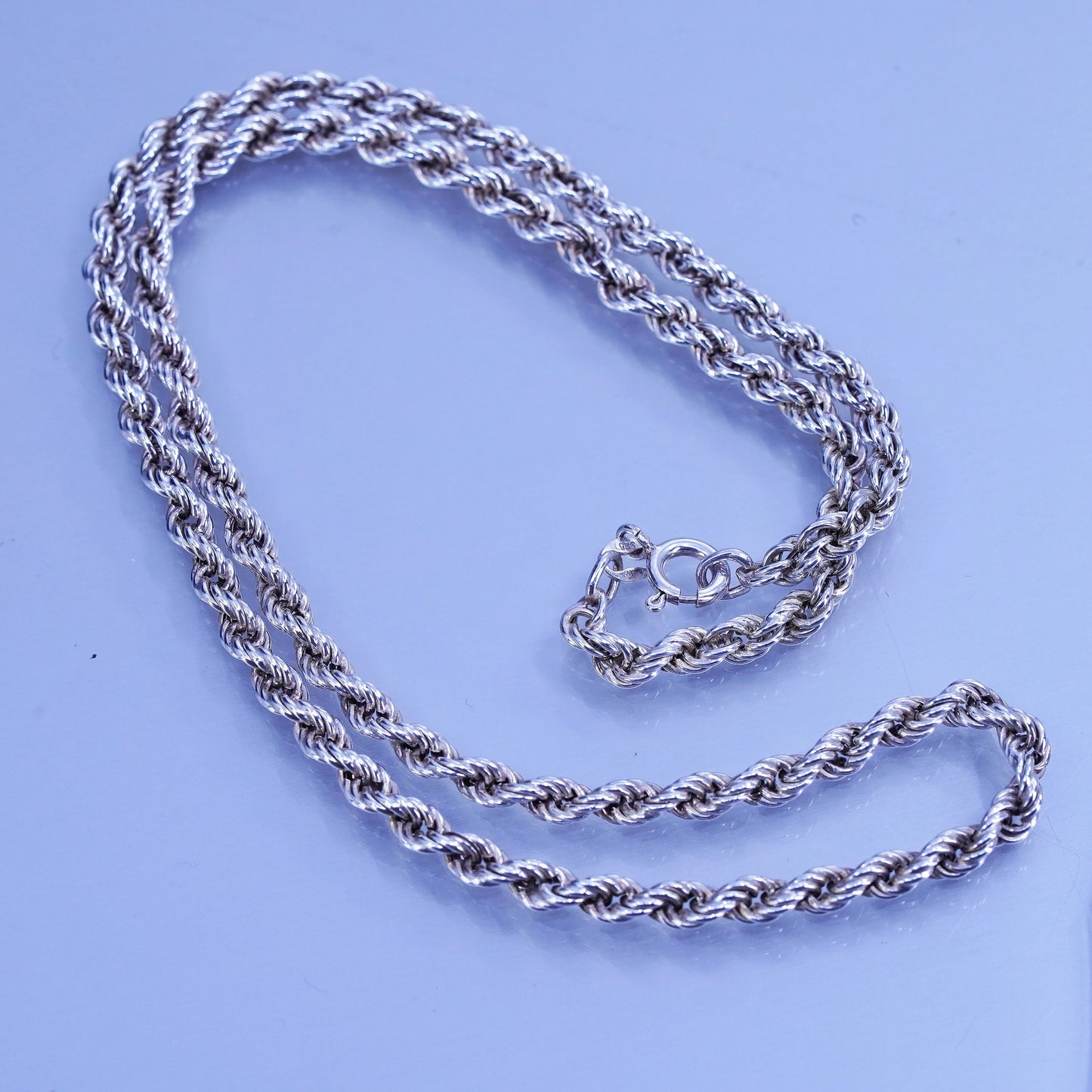 18” 4mm, vintage Sterling 925 silver bold French rope chain necklace