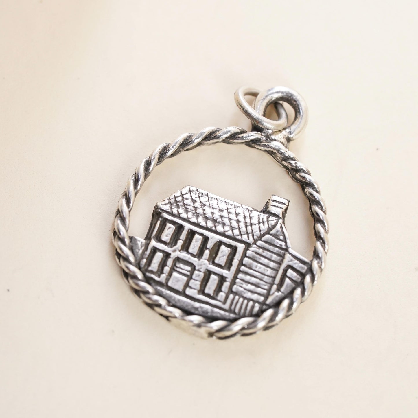 Sterling 925 Silver Hannibal Missouri House Charm Pendant, Mark Twain Souvenir