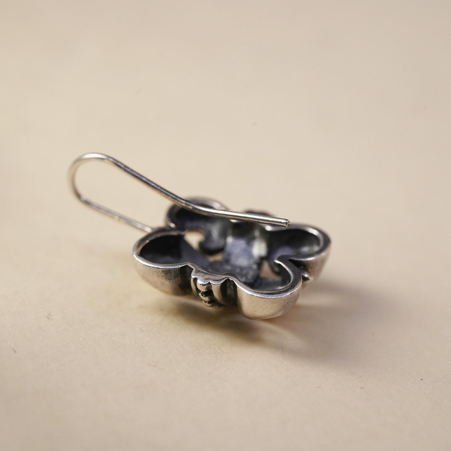 Vintage sterling 925 silver single earring, fashion filigree dangle