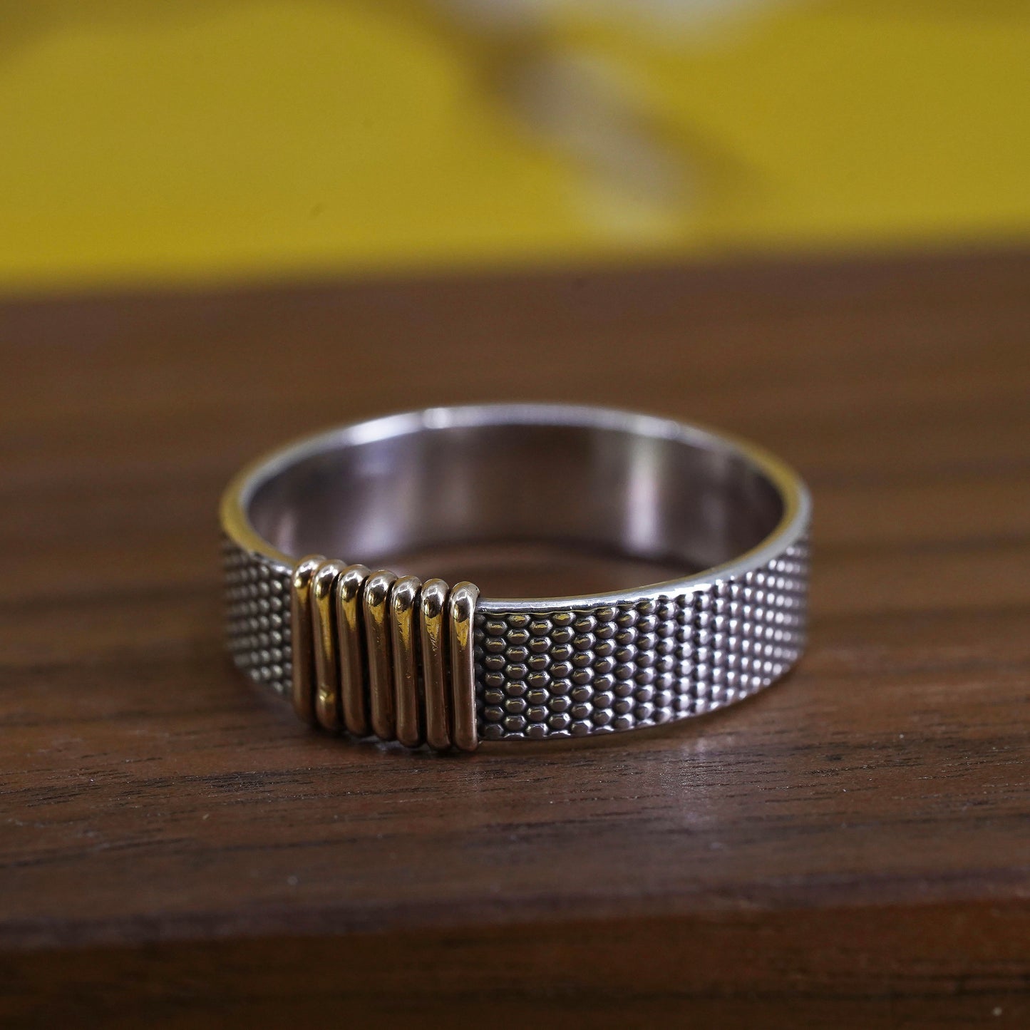 Size 10.5, vintage Sterling silver ring with 14K gold wired, two tone 925 band