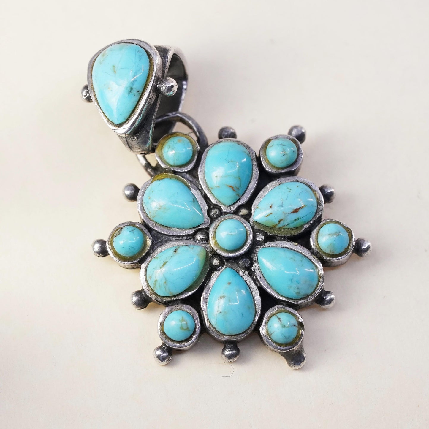 vintage Barse sterling 925 silver handmade square pendant with turquoise