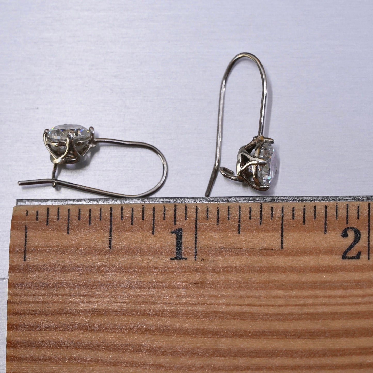 Vintage Sterling 925 silver handmade earrings with circle cut CZ