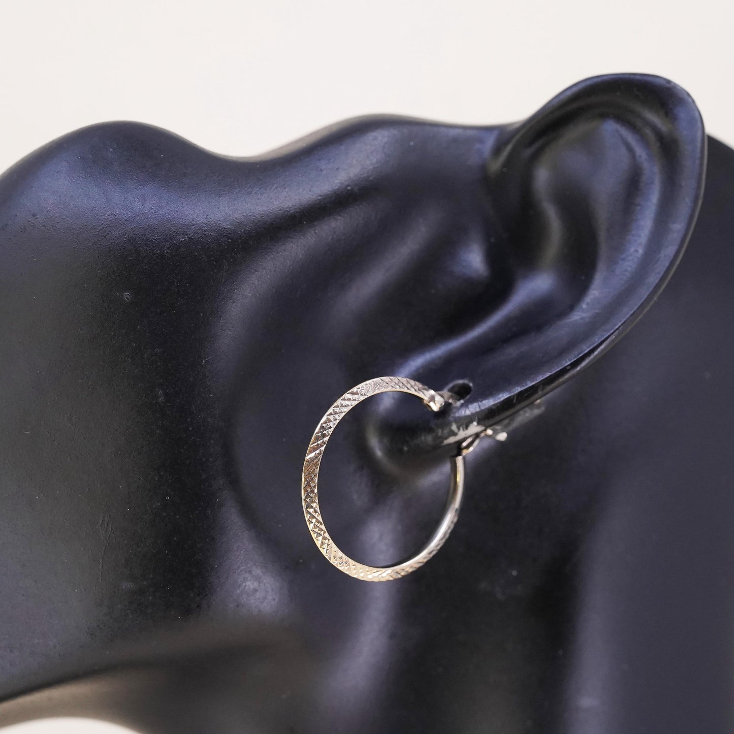 0.75", Vintage vermeil yellow gold over sterling silver single earring, hoop