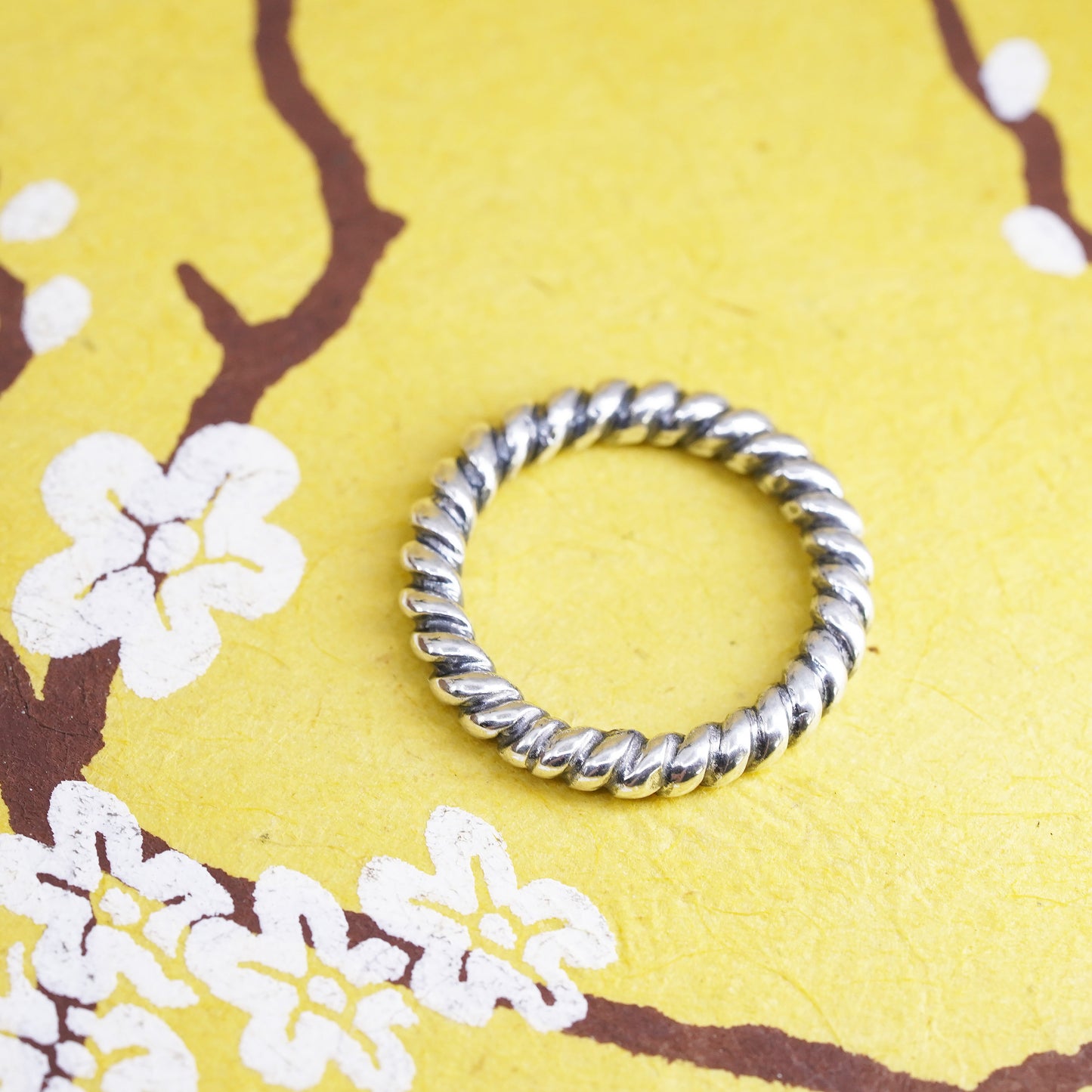 Size 6, vintage Sterling silver handmade ring, Mexican 925 cable band
