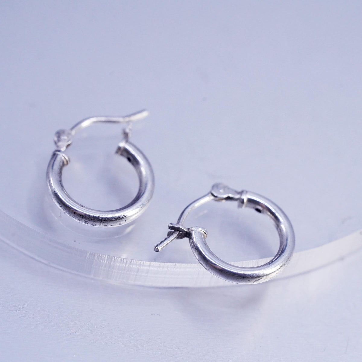 0.5", vintage Sterling silver handmade earrings, 925 hoops