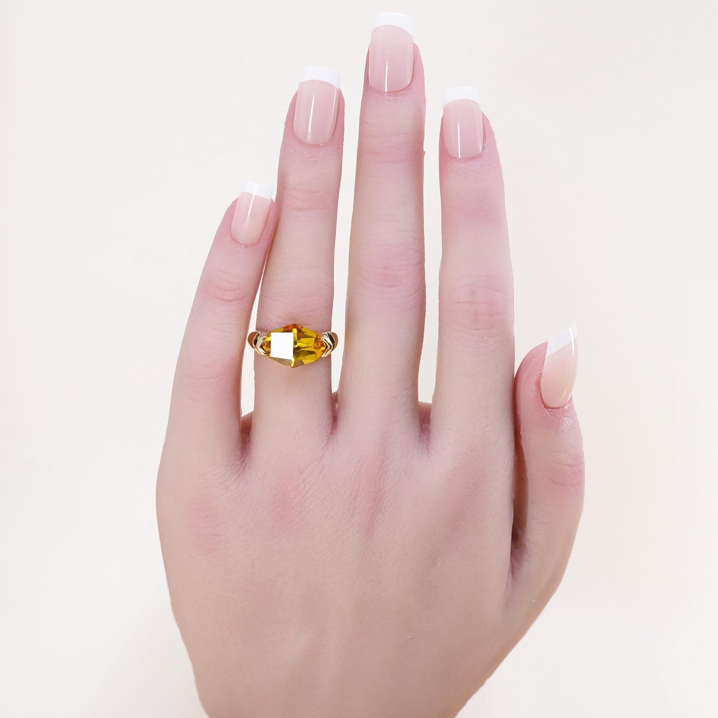 Size 6, Vermeil gold over sterling silver citrine ring, 925 band, engagement