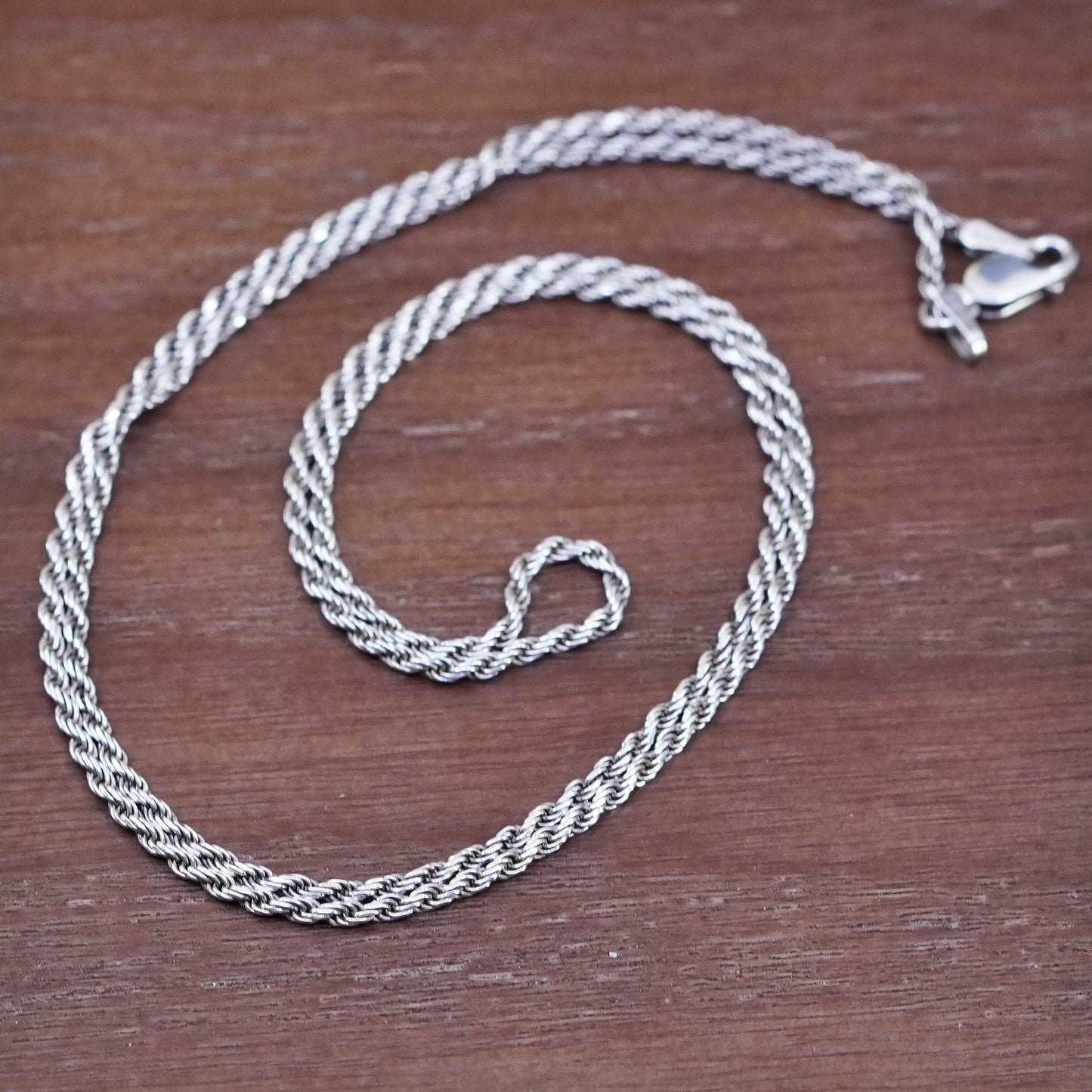 24”, 2mm, vintage Sterling silver necklace, Italy 925 rope chain