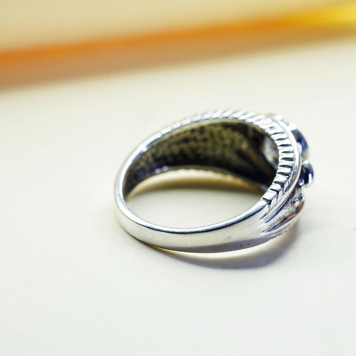 Size 10, Vintage sterling silver handmade ring, engagement ring with heart cz