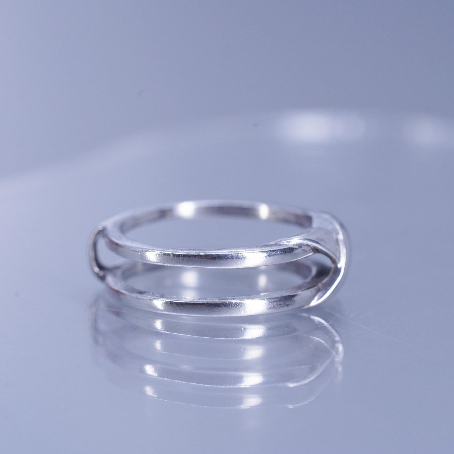 Size 10, vintage Sterling 925 silver ring, crossed double band