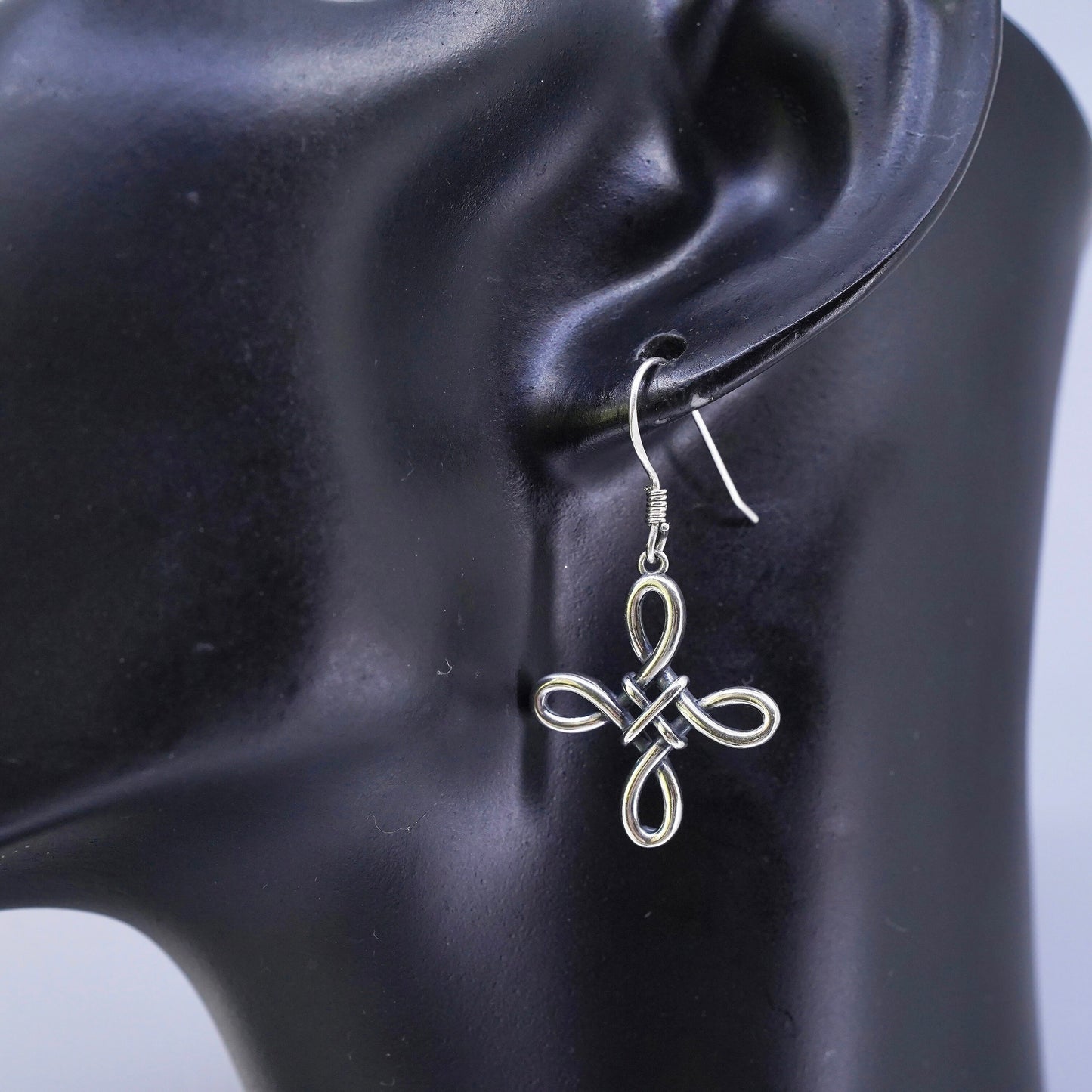 Vintage Irish Sterling 925 silver handmade filigree Celtic knot earrings