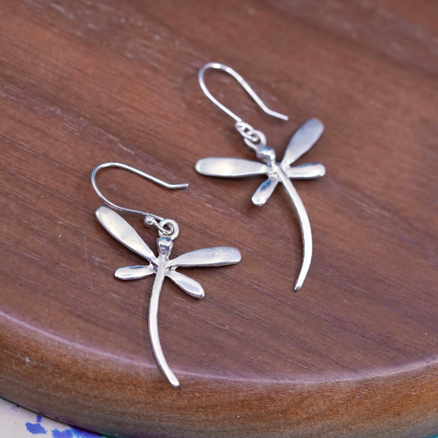 Vintage Mexico sterling silver handmade earrings, southwestern 925 dragonfly