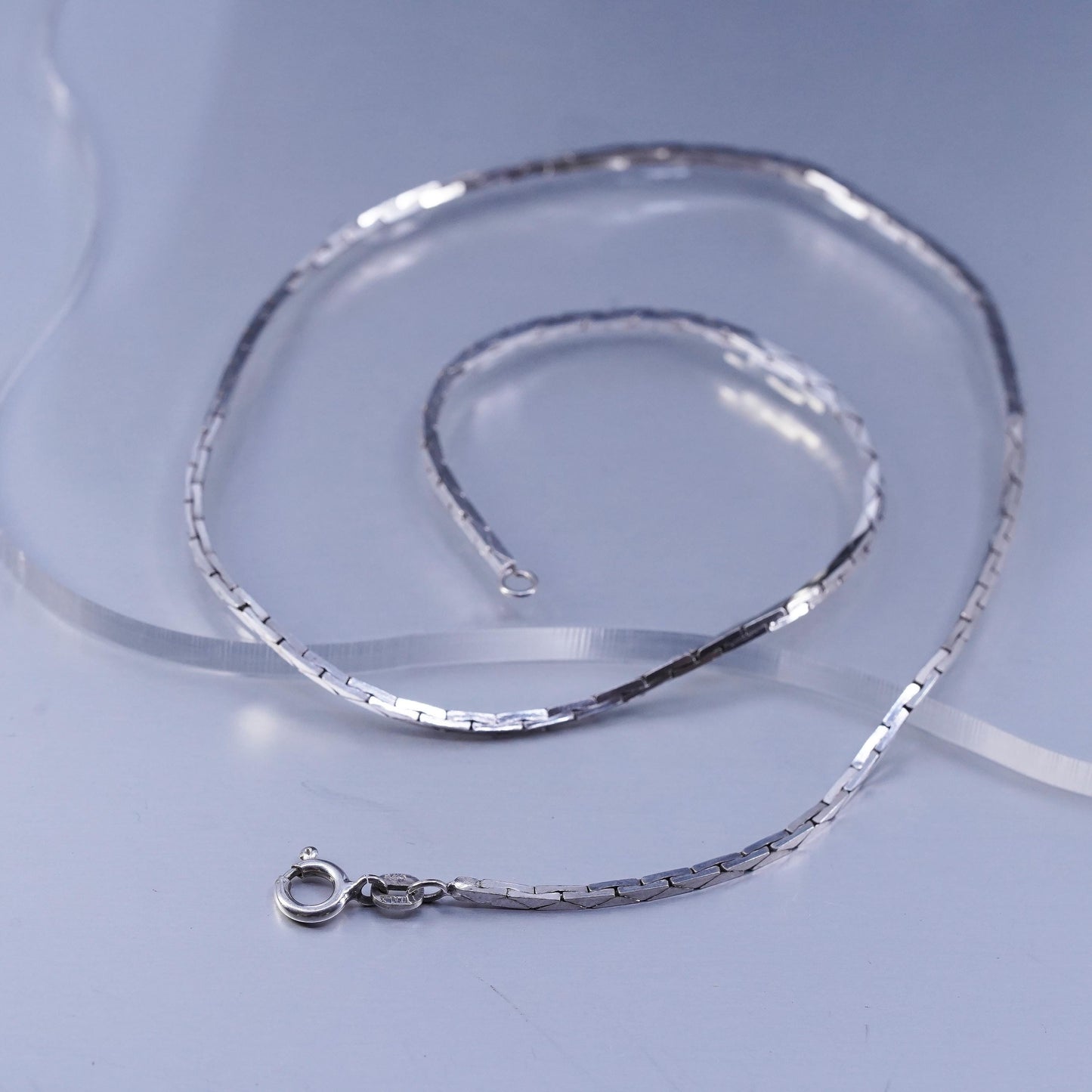 18” 2mm, vintage Italian Sterling 925 silver textured snake chain necklace