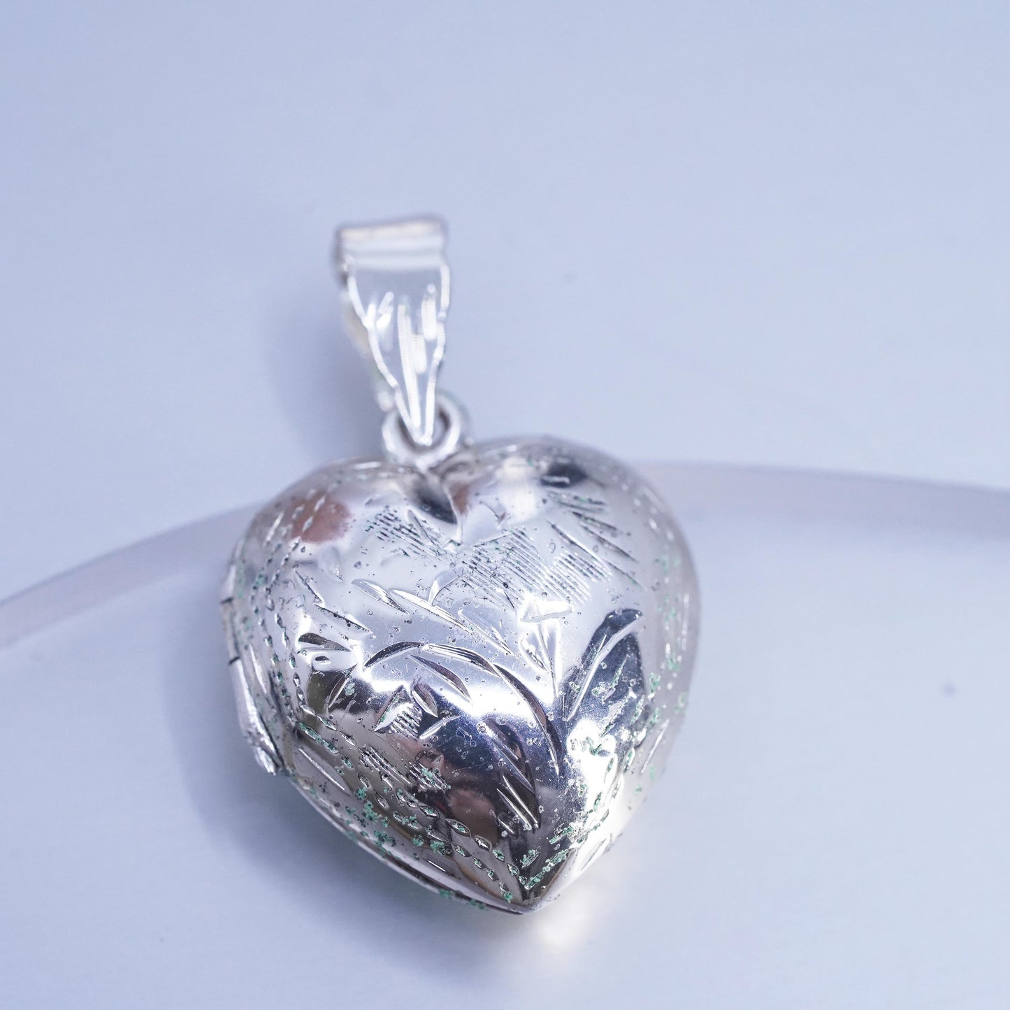 Vintage Sterling silver handmade charm, 925 heart Pendant photos locket
