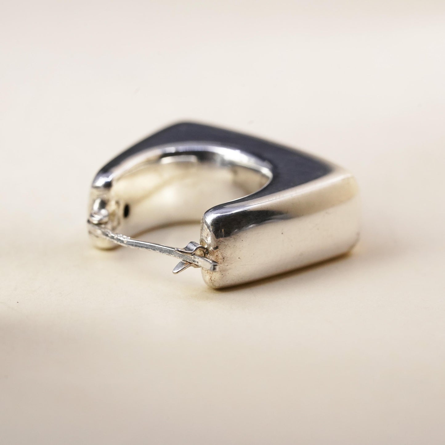 1", Vintage sterling silver loop single earring, minimalist primitive hoop