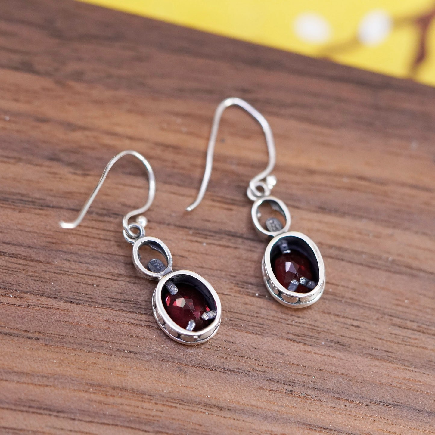 Vintage LUC Sterling 925 silver handmade earrings with ruby