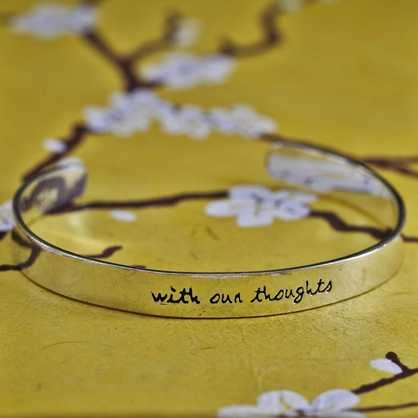 6.5", Far fetched Sterling silver bracelet, 925 cuff “with our thoughts we make