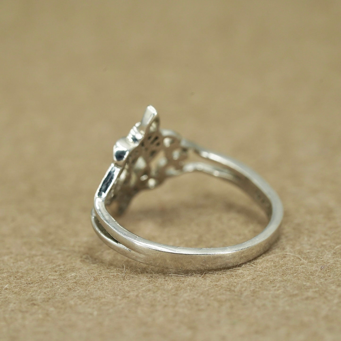 Size 9, vintage Sterling 925 silver handmade filigree ring