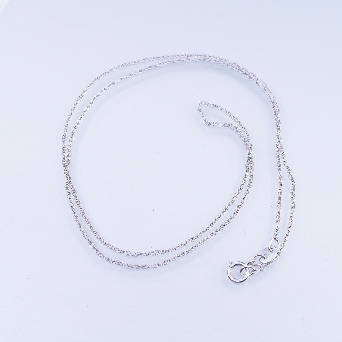 18” 1mm, vintage Italy Sterling 925 silver Singapore rope chain necklace