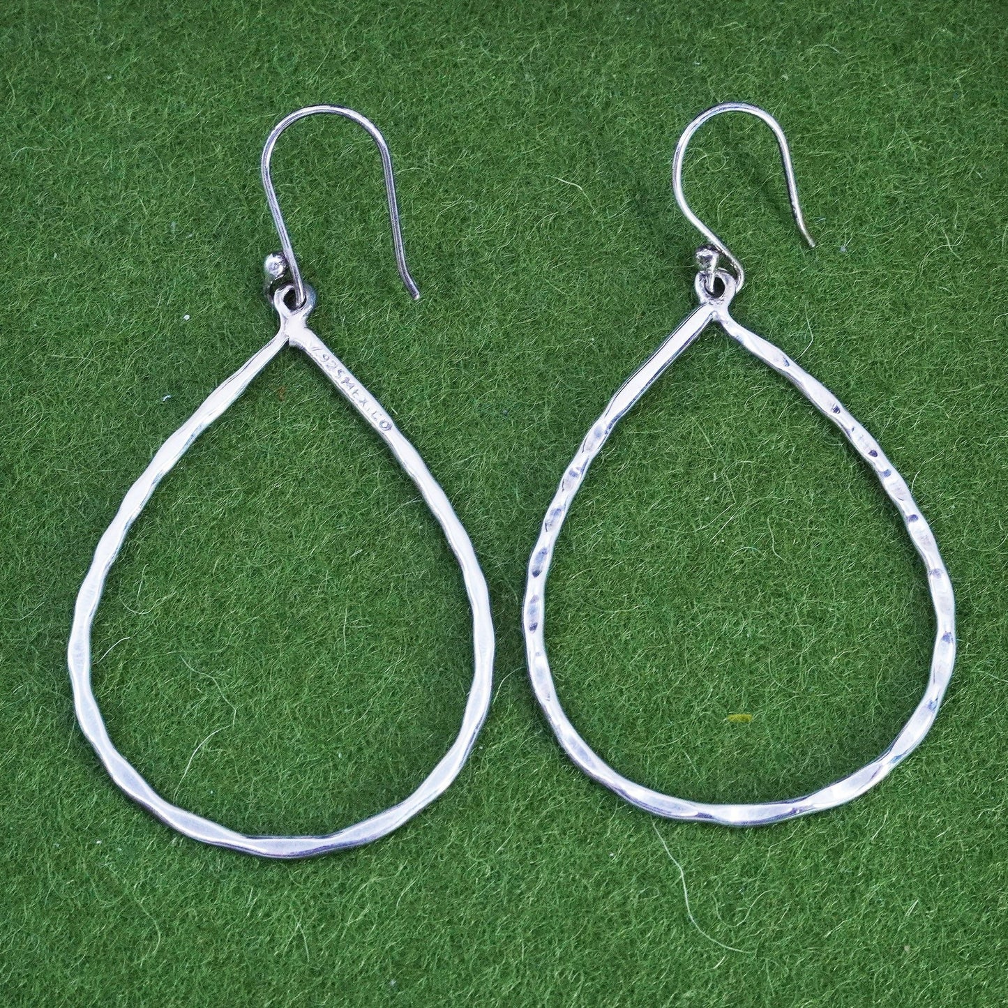 Vintage modern sterling silver handmade earrings, 925 teardrop dangles