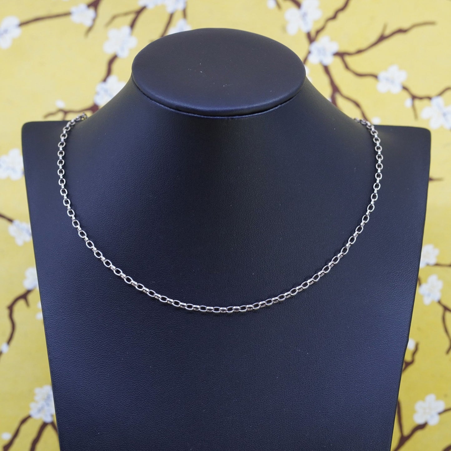 22” 3mm, vintage Sterling silver necklace, 925 oval link chain