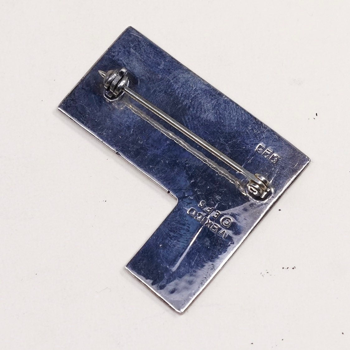 Antique sterling silver handmade brooch, solid 925 silver save the children with hearts, stamped "Mexico 925 EFS”