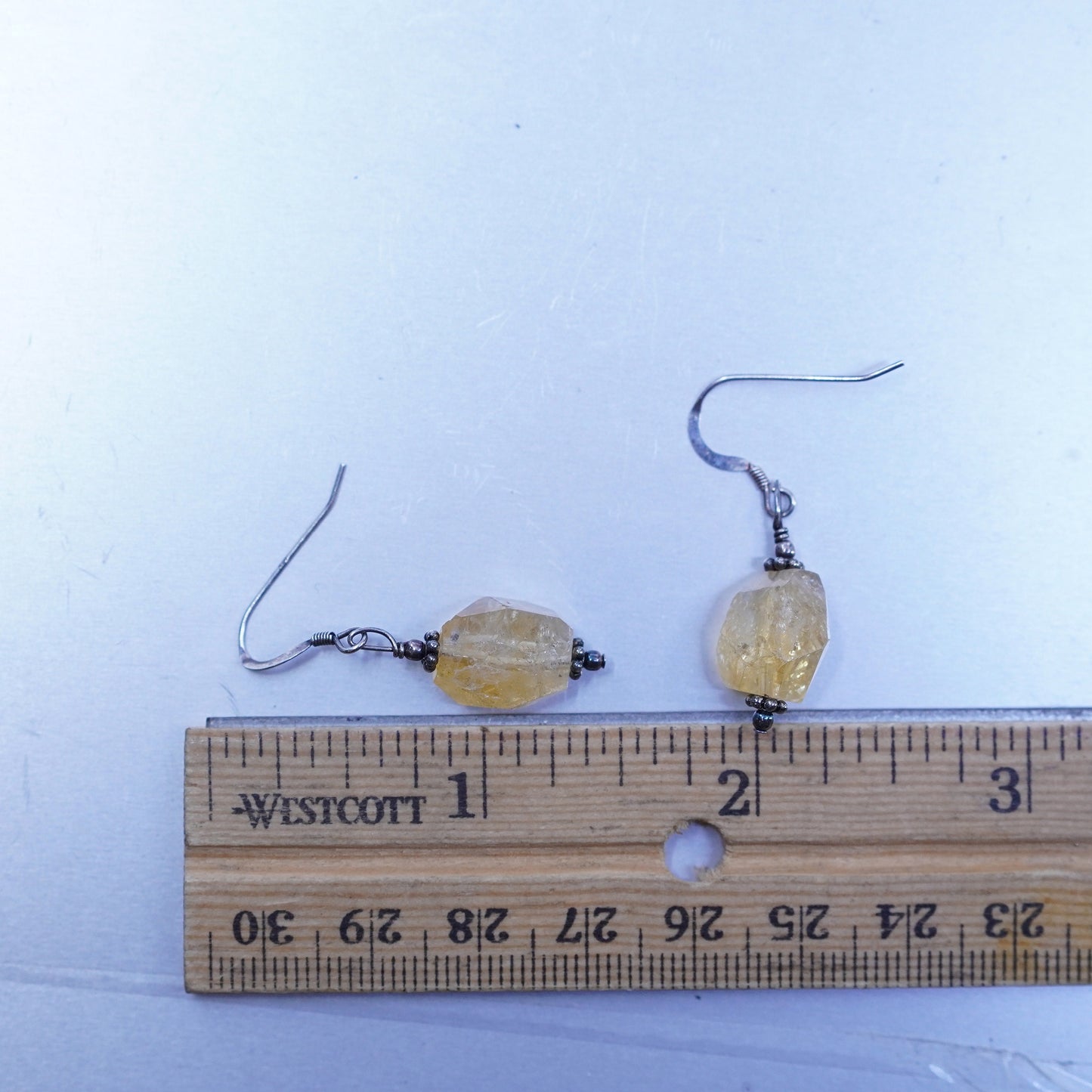 Vintage Sterling 925 silver handmade earrings with citrine beads