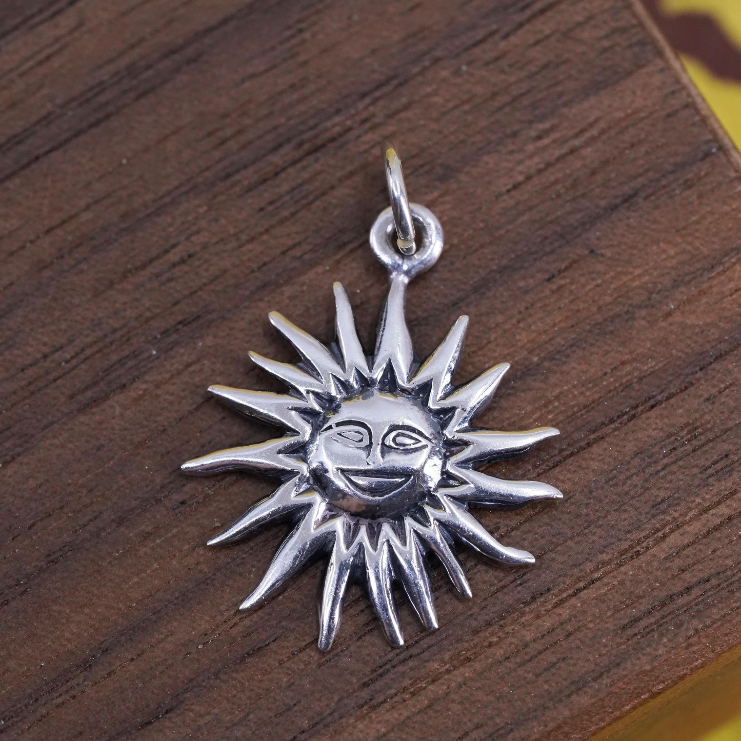 Sterling silver sun face pendant, solid 925 silver sun charm “Myrtle Beach SC”