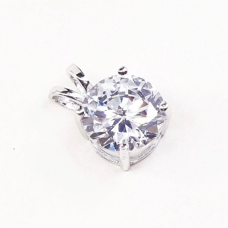 VTG sterling silver cz crystal pendant, 925 silver pendant, stamped 925
