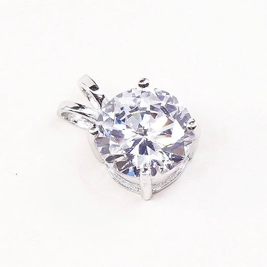 VTG sterling silver cz crystal pendant, 925 silver pendant, stamped 925