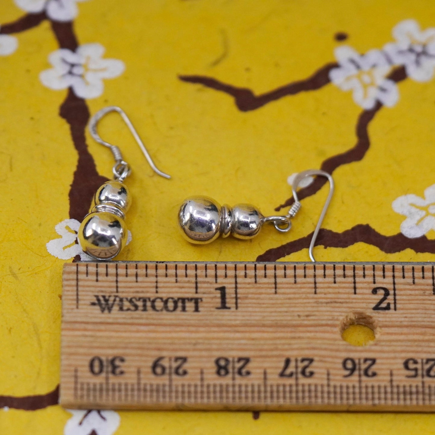 Vintage Sterling silver handmade earrings, 925 beads drops