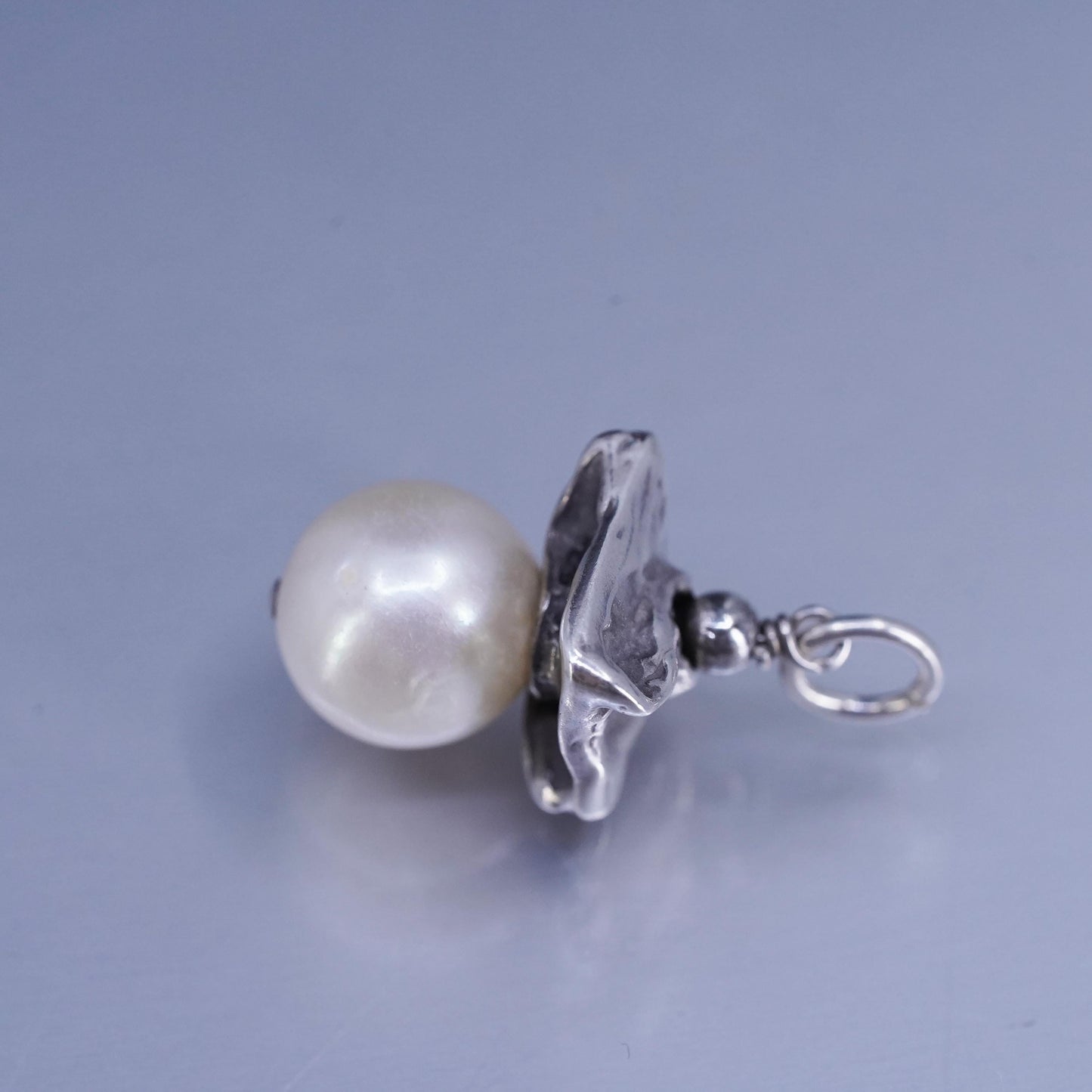 antique sterling 925 silver handmade charm pendant with pearl