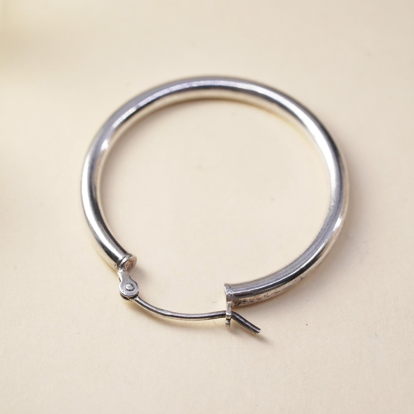 1.25", VTG sterling silver loop single earring, bold minimalist primitive hoop