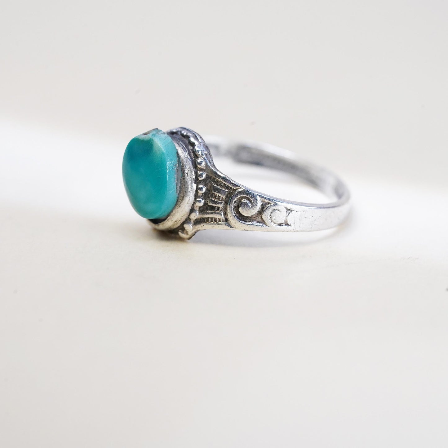 Size 2.75, Native American southwestern sterling silver ring, 925 turquoise