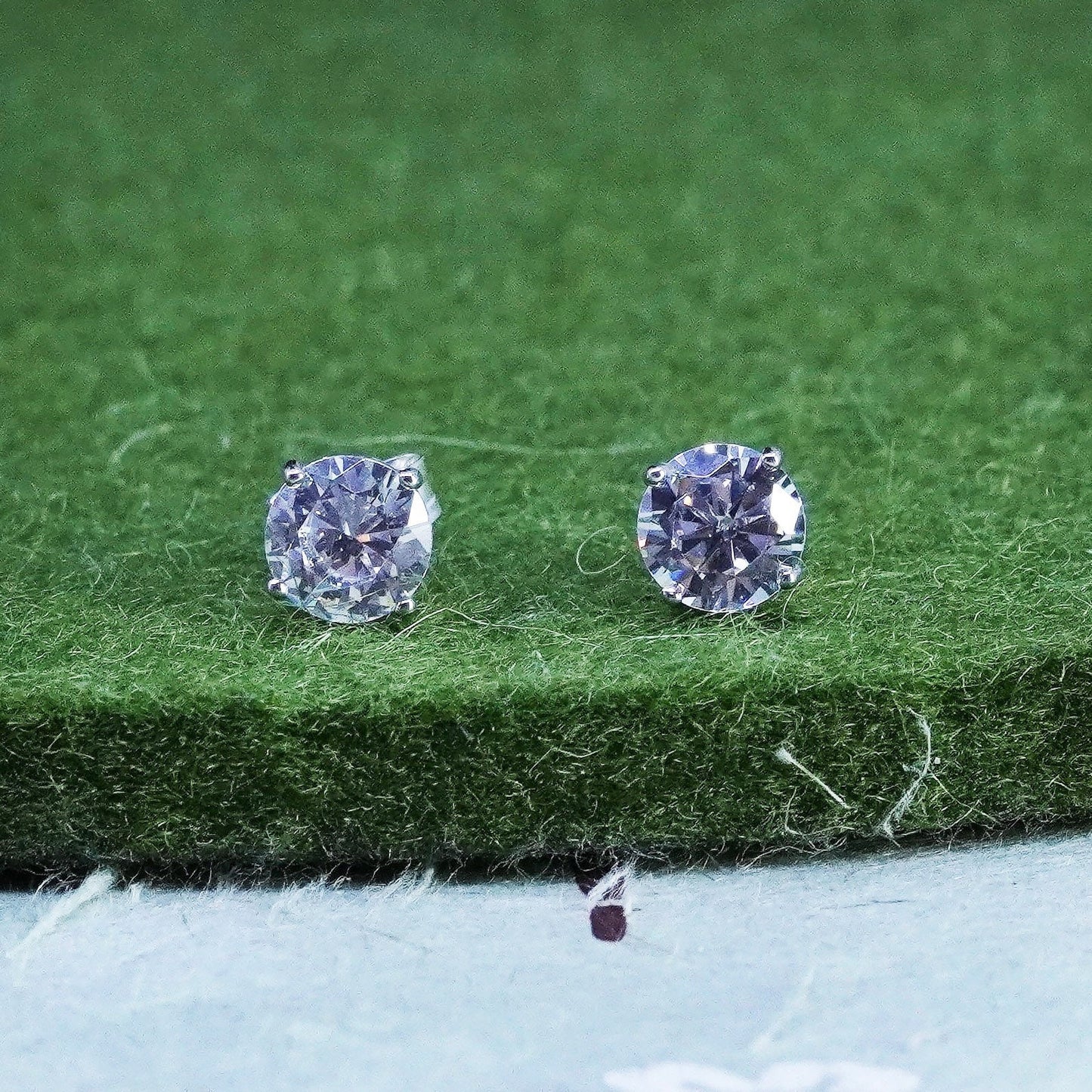 4mm, Vintage sterling 925 silver round cz studs, earrings
