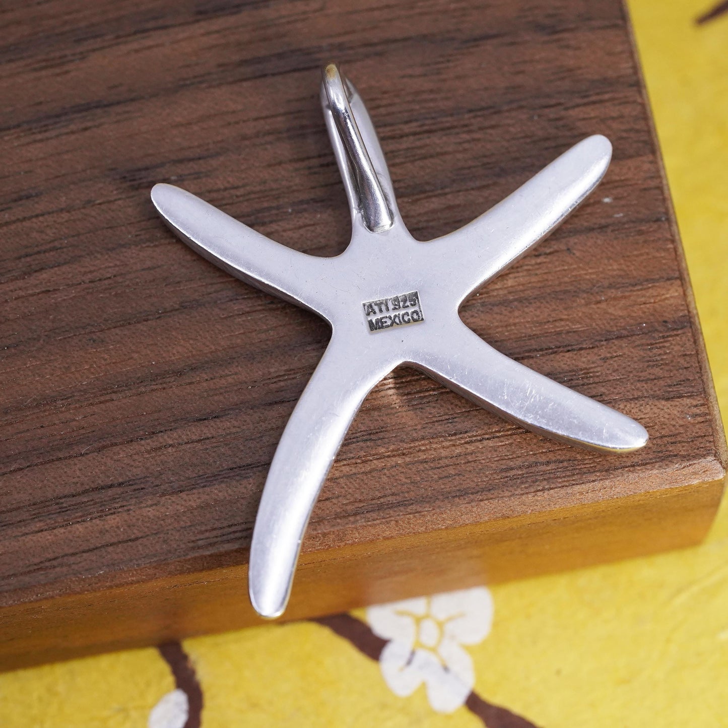 Vintage sterling silver handmade pendant, 925 star, starfish, unique