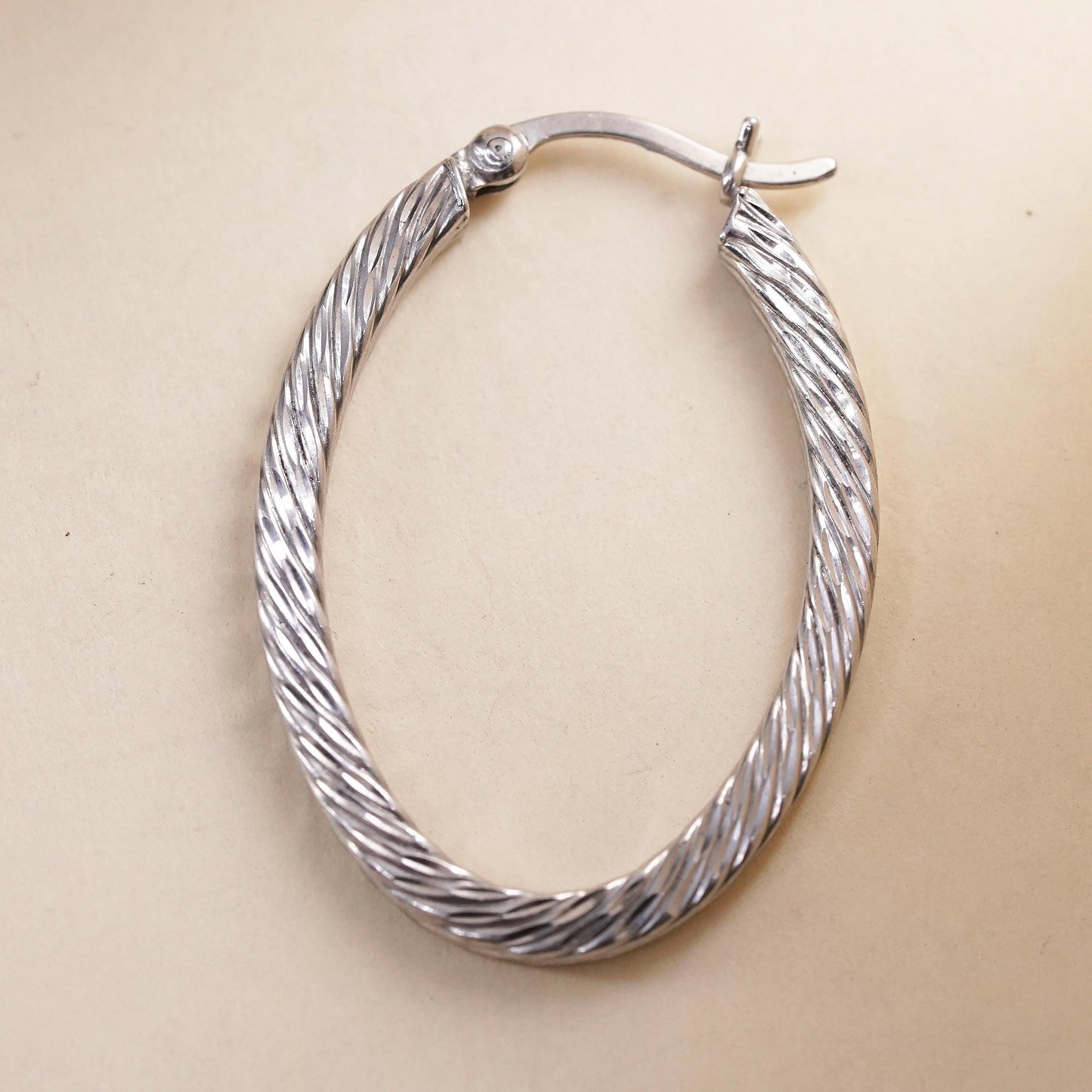 1.25”, Vintage sterling silver loop single earring, minimalist primitive hoop