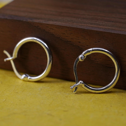0.5”, Vintage Sterling 925 silver handmade earrings, 925 hoops