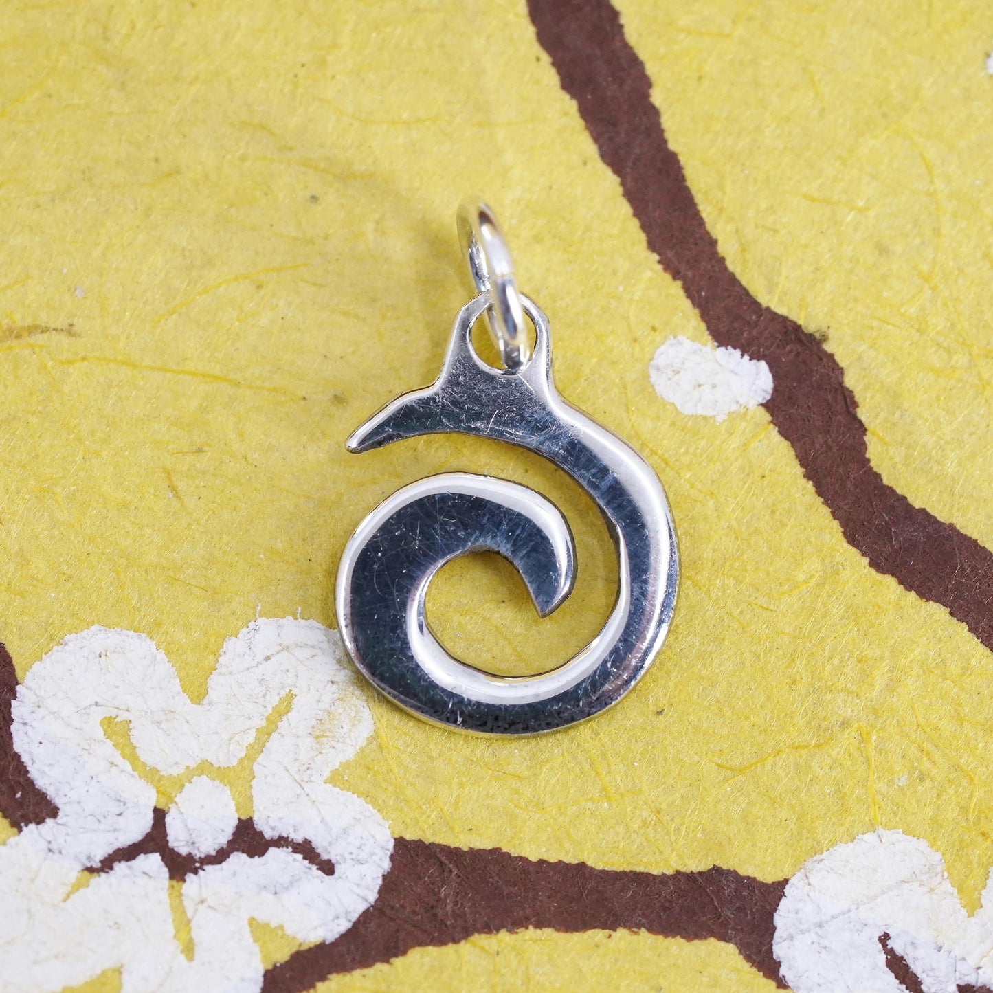 Vintage Sterling silver handmade charm, 925 spiral tag pendant