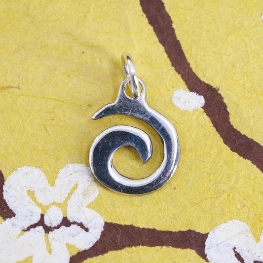 Vintage Sterling silver handmade charm, 925 spiral tag pendant