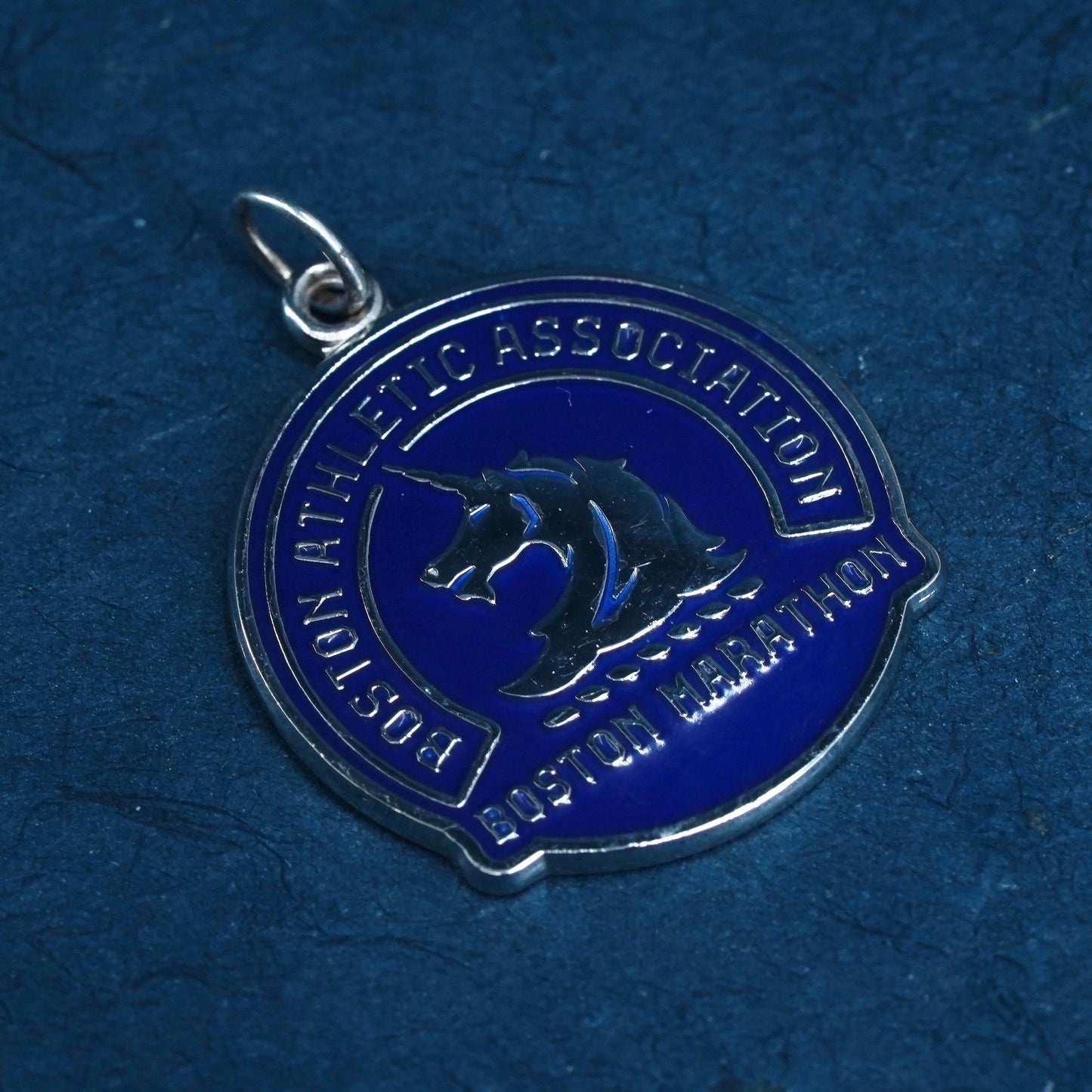 sterling 925 silver Boston athletic association marrison tag pendant enamel
