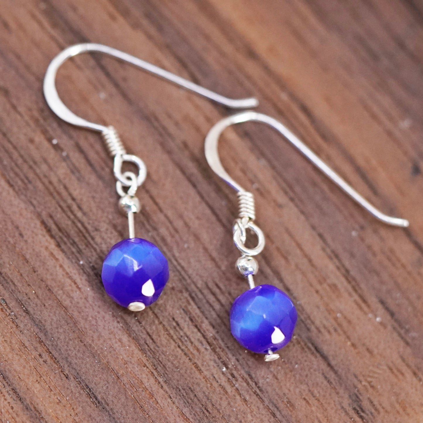 Vintage Sterling 925 silver handmade earrings with golden cat’s eye beads