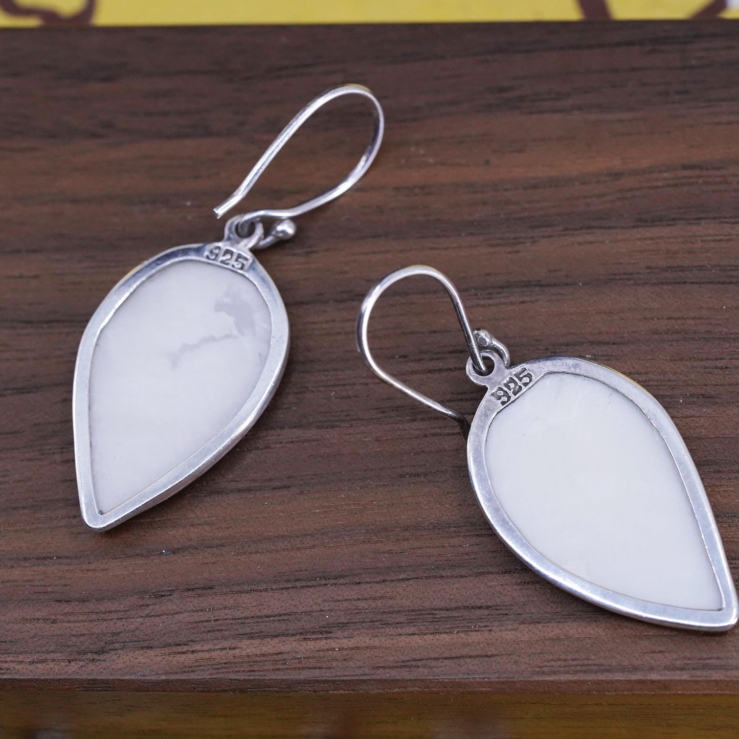 Vintage Sterling 925 silver handmade earrings with mother of pearl