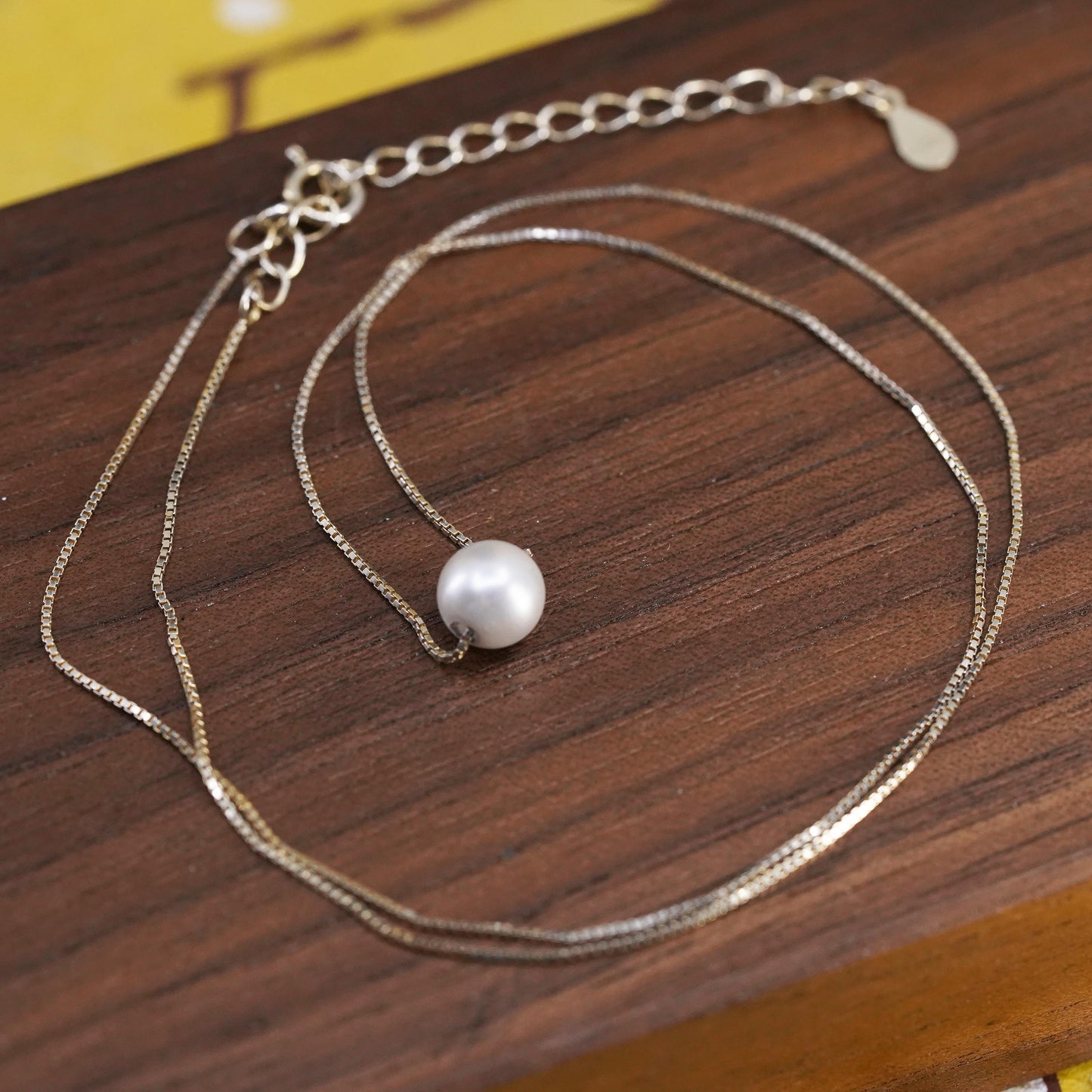 16+2”, vermeil rose gold Sterling silver necklace, 925 circle pearl pendant