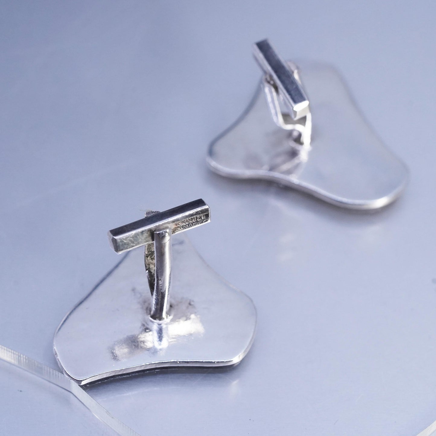 VTG Mexican Hecho En Sterling Silver 925 two tone modern Cufflinks cuff links